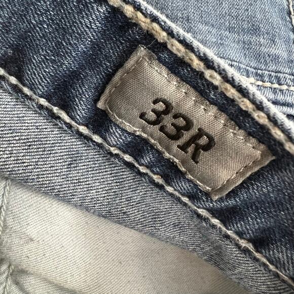 BKE Tyler Straight Denim Jeans 33R Men 32x31.5 Embroidered Thick Stitching - Picture 6 of 8